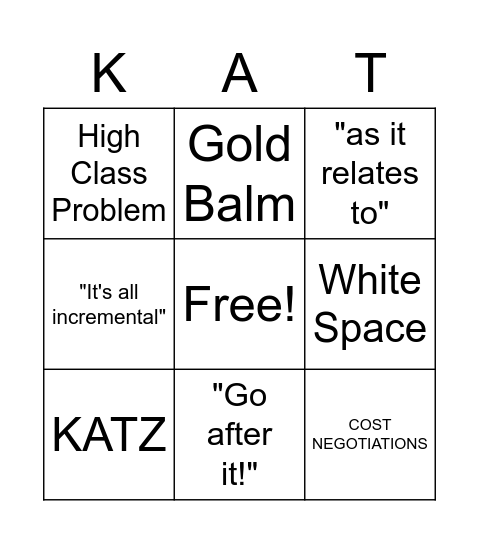 KATE BINGO Card