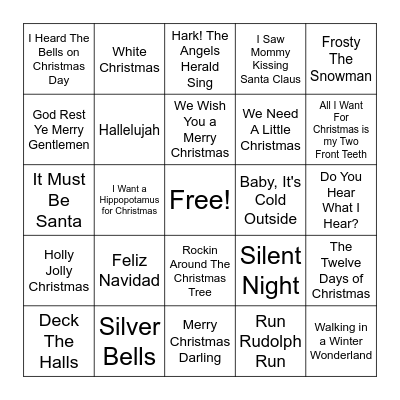 Christmas Music Bingo Card