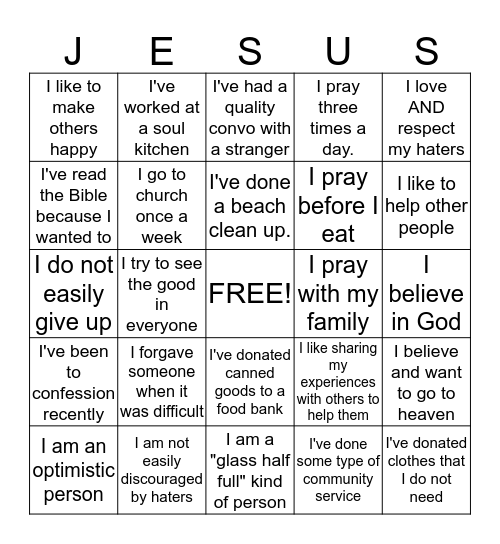 Theological Virtue BINGO Card