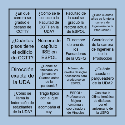 BINGO Card