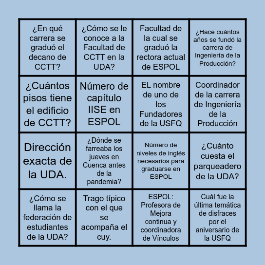 BINGO Card