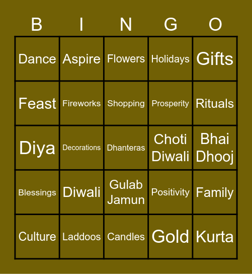 Slalom Aspire - Diwali Bingo Card