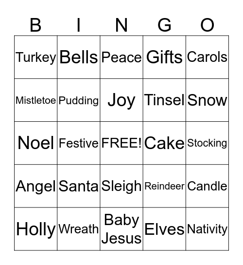 Holiday Bingo Card