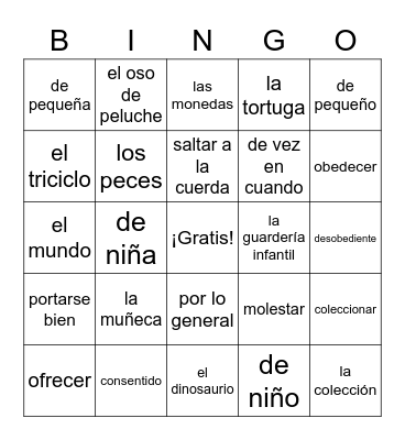 Realidades 2: Capítulo 4A Bingo Card