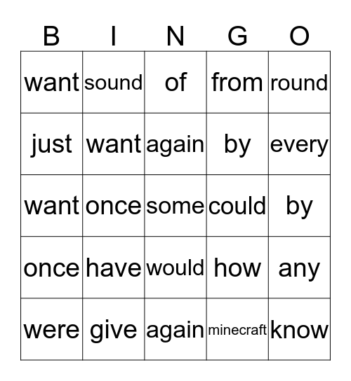 Jason and Goran Bingo Card