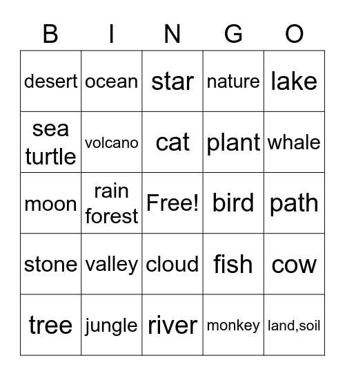 La Naturaleza(2) Bingo Card