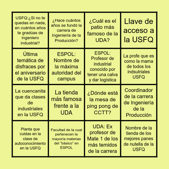 BINGO Card