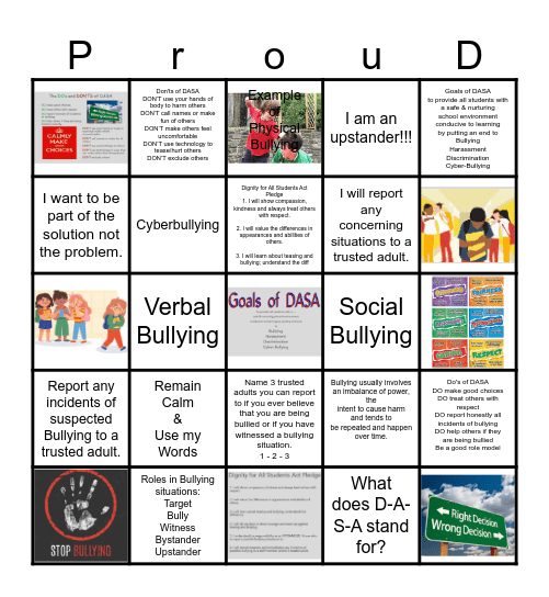 Hewitt School - Dignity for All Students Act - Grade 4/Parisi & Nicotra Bingo Card