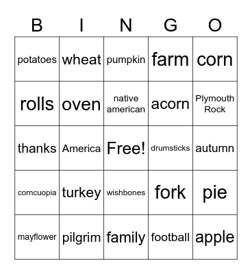 Thanksgiving Bingo Card