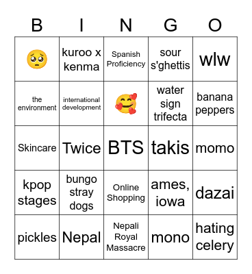 anu Conversation Bingo Card