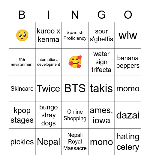 anu Conversation Bingo Card