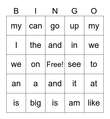 Baseball Words Bingo Card