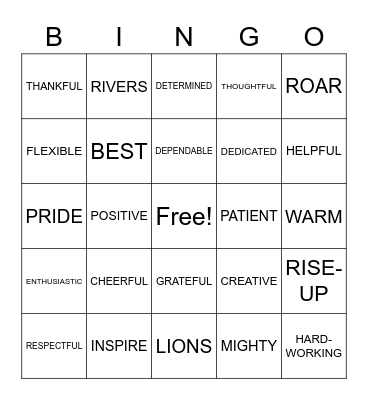 PRIDE Appreciation BINGO Card