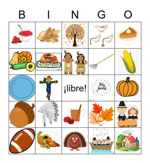 El día de acción de gracias Bingo Card