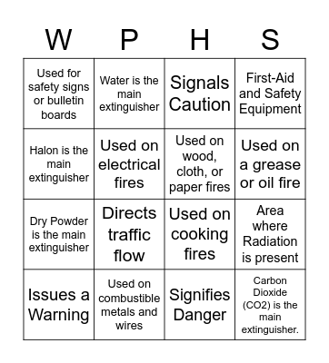 CLA Chapter 4 (Extinguishers and Signs) Bingo Card