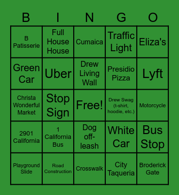 DREW Bingo! Bingo Card