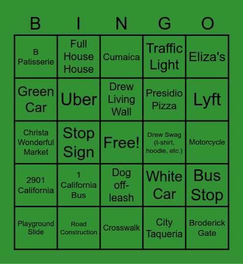 DREW Bingo! Bingo Card