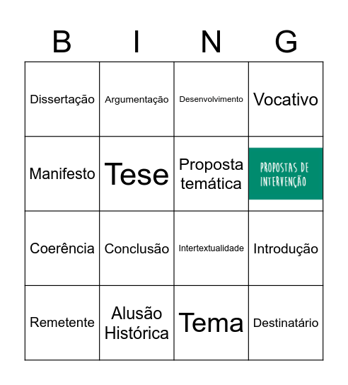 Bingo de PDT :) Bingo Card