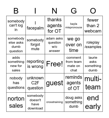 TM Bingo Card