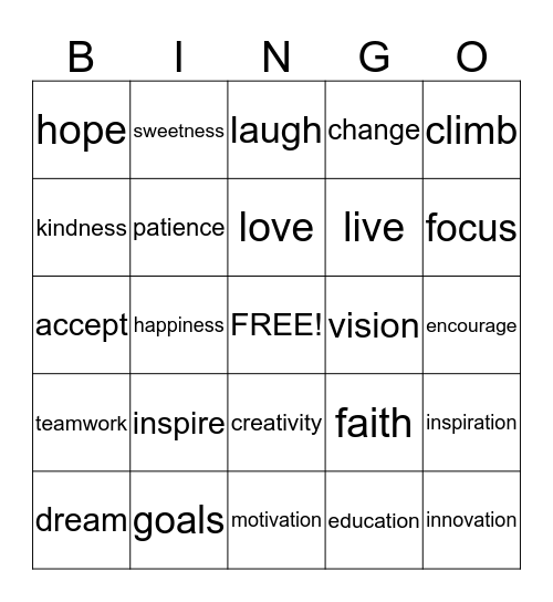Inspirational Bingo Card