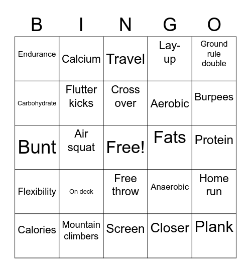 COACH STEELE'S Bingo Card