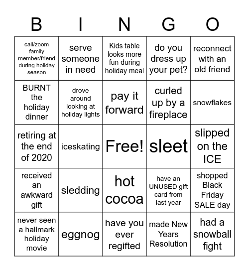 HOLIDAY  BINGO Card