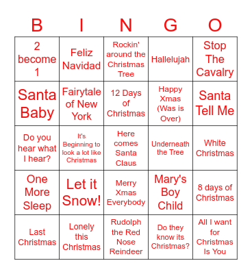 Katie's Christmas Bingo Card