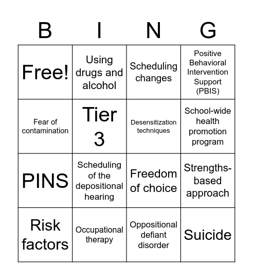 Mental Health Bingo #1 Bingo Card