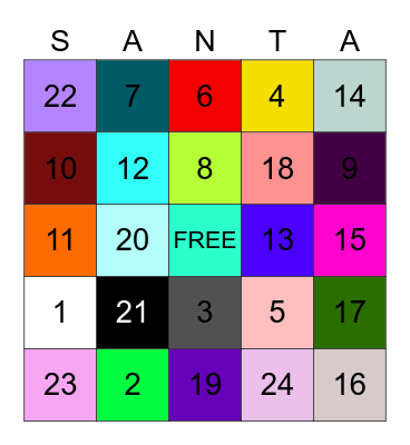 Christmas Party Bingo Card