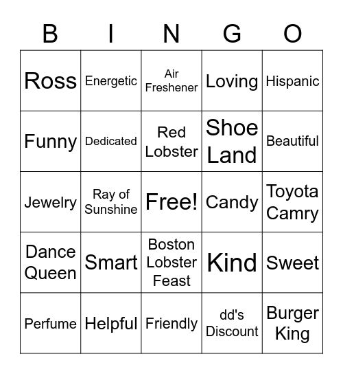 Rosario's Favorites Bingo Card