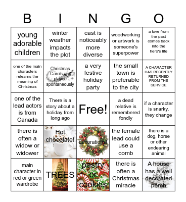 HALLMARK HOLIDAY MOVIES BINGO Card