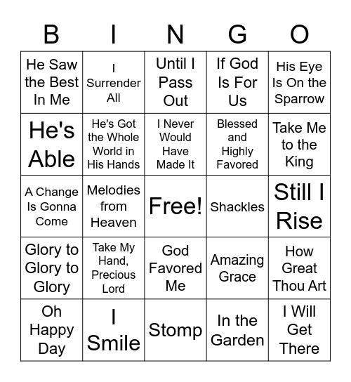 Gospel Bingo Card