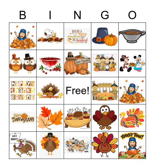 Thanksgiving Bingo Card