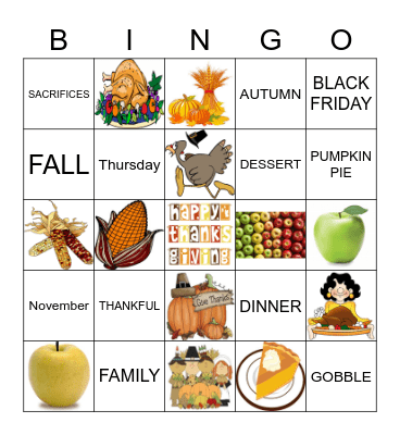 THANKSGIVING Bingo Card