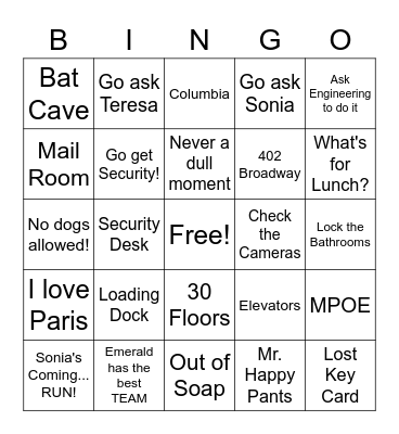 Emerald Plaza Bingo Card