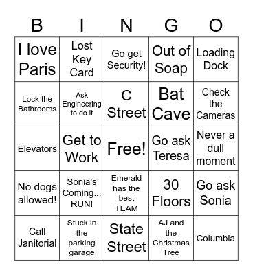 Emerald Plaza Bingo Card