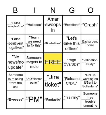 Installations Meeting Bingo Card