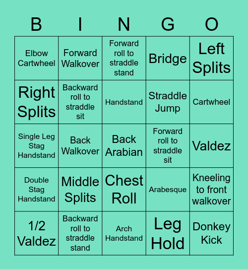 Tricks Bingo Card 1 Bingo Card