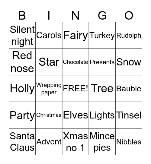Christmas Bingo Case Closure Bingo Card