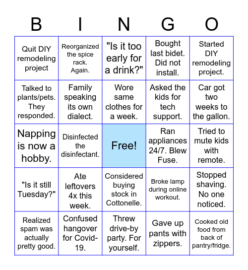 WFH Bingo! Bingo Card