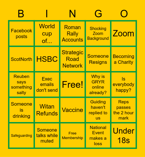 November Reps Bingo Card