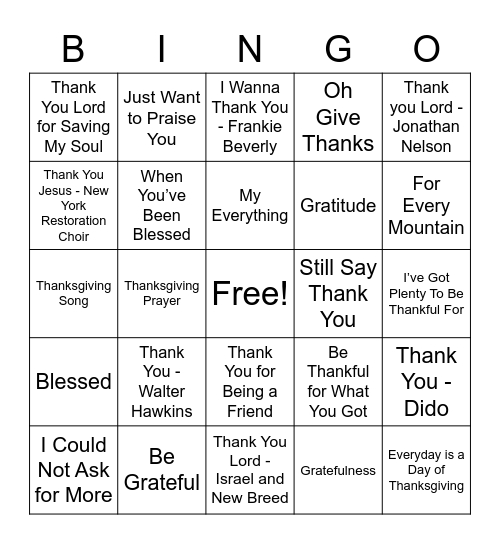 UPCAG Gratefulness Gathering Bingo Card