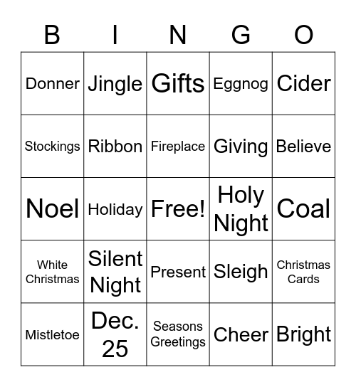Christmas Bingo Card