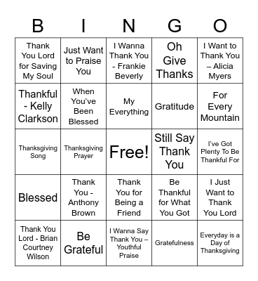 UPCAG Gratefulness Gathering Bingo Card