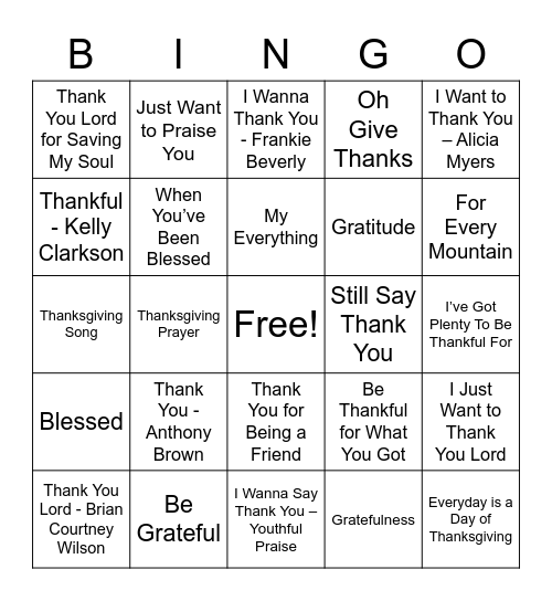 UPCAG Gratefulness Gathering Bingo Card