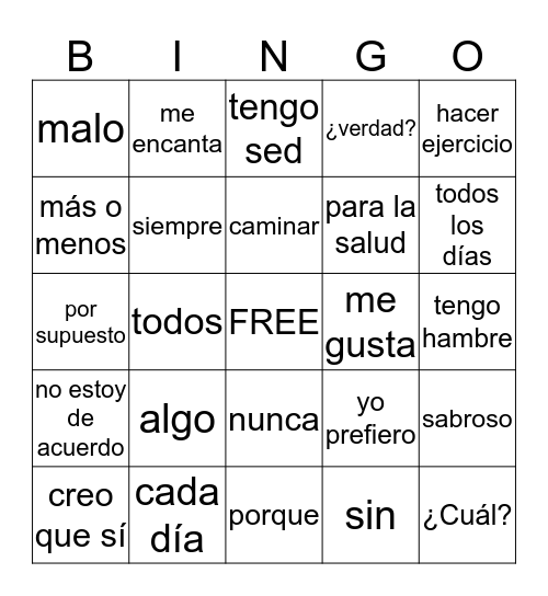 LISTA 13 Bingo Card