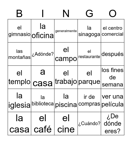 LISTA 14 Bingo Card