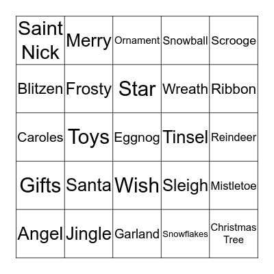Christmas Bingo Card