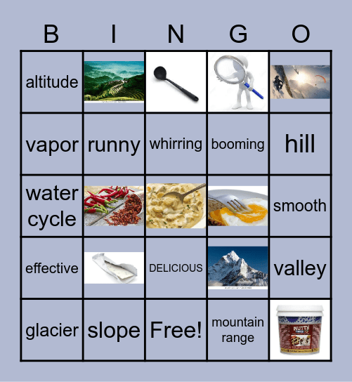 Mountains and chocolate Bingo Card