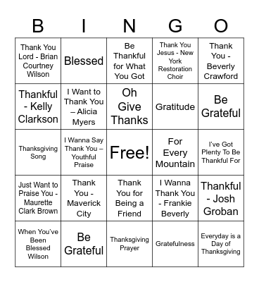 UPCAG Gratefulness Gathering Bingo Card